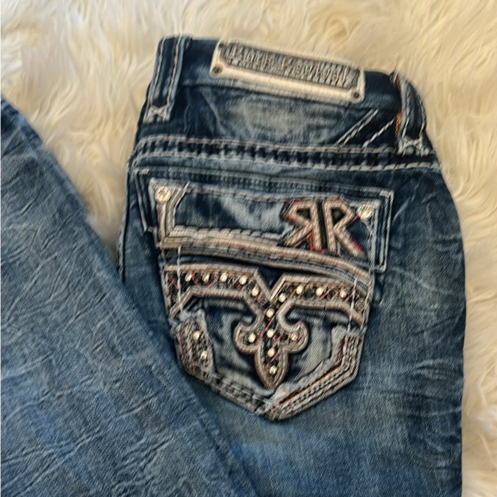 Rock Revival Distressed Blue Boot Cut Jeans